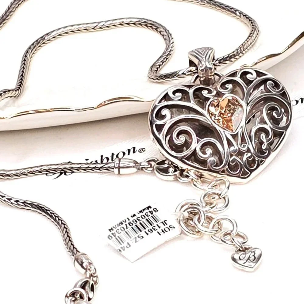 NWT Brighton Sofi Puffy Heart Silver-plated Crystal Necklace - Picture 12 of 12